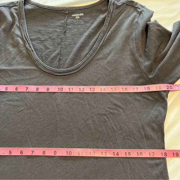 Garnet Hill Trapeze Grey Teal Jersey Swing Shift Dress Scoop Neck LARGE GUC - Picture 10 of 12